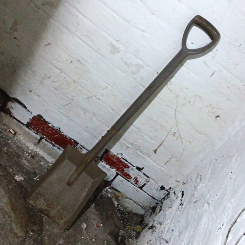 Grey metal square shovel - metal,