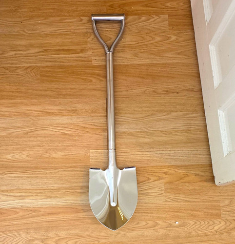 Silver metal garden spade - garden,